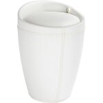Tabouret salle de bain wenko candy blanc cuir assise rembourr�e avec rangement panier � linge int�gr� ...