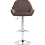Tabouret de bar braga velours avec pied en m�tal r�glable et pivotant marron chrome