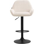 Tabouret de bar braga velours avec pied en mtal rglable et pivotant crme noir