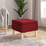 Tabouret avec pieds en bois rouge bordeaux tissu vidaxl