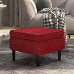 Tabouret avec pieds en bois rouge bordeaux velours vidaxl