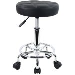 Tabouret pivotant  roulettes tabouret de travail rglable en cuir synthtique tabouret de bureau noir ...