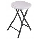 Tabouret pliable en plastique et m�tal - noir et blanc - h 45 x d 30 cm - livraison gratuite