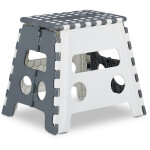 Tabouret pliant, escabeau  une marche avec poigne, jusqu' 120 kg, plastique, 32 x 37 x 29, 5 cm, gris ...