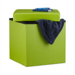 Tabouret pliant similicuir pouf de rangement pliable repose - pieds stockage carr� 38 x 38 x 38 cm, vert ...