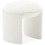 Sweeek - tabouret. pouf bouclette texture blanche l 44 x p 44 x h 42cm - shawn