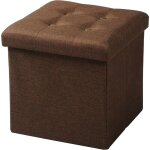 Tabouret pouf coffre bote de rangement repose - pied cube, sige pliable, 37, 5x37, 5x38cm, brun - woltu ...