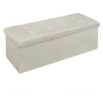Tabouret pouf de rangement en velours woltu coffre repose - pied pliable 110x37, 5x38cm, cr�me