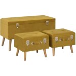 Vidaxl - tabourets de rangement lot de 3 jaune moutarde velours Vidaxl - tabourets de rangement lot de 3 jaune moutarde velours