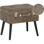 Beliani - tabouret de rangement moderne valise coffre boutonn� en velours c�tel� marron clair mallard ...