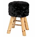 Tabouret rond imitation fourrure josie 45cm noir Tabouret rond imitation fourrure josie 45cm noir