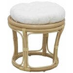 Aubry gaspard - tabouret en rotin avec coussin uni Aubry gaspard - tabouret en rotin avec coussin uni