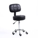 Tabouret roulant avec dossier sur roulettes réglable en hauteur adapté au bureau - simili cuir noir - ... Tabouret roulant avec dossier sur roulettes réglable en hauteur adapté au bureau - simili cuir noir - ...