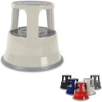 Casa pura - tabouret roulant, marchepied mobile en acier t1, beige