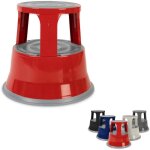 Casa pura - tabouret roulant, marchepied mobile en acier t1, rouge Casa pura - tabouret roulant, marchepied mobile en acier t1, rouge