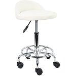 Tabouret à roulettes de bureau tabouret de travail réglable en hauteur 48 - 64 cm en cuir synthétique ... Tabouret à roulettes de bureau tabouret de travail réglable en hauteur 48 - 64 cm en cuir synthétique ...