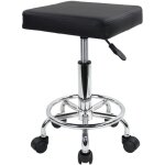 Tabouret � roulettes tabouret de travail en cuir synth�tique r�glable en hauteur 46 - 61cm noir - kktoner ...