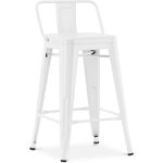 Tabouret tolix avec petit dossier pauchard style - 60cm blanc