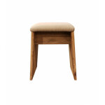 Meubletmoi - tabouret en bois massif recycl� et tissu rembourr� beige - chalet