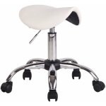 Tabouret de travail sur roulettes en synth�tique blanc support en m�tal chrom� tabo10194