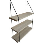 Quincadeco - tag�re murale triple bois 60 x 19 avec supports m�tal noir