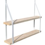 Quincadeco - tag�re murale double bois cali 10 avec supports m�tal blanc