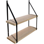 Quincadeco - tag�re murale double bois cali 19 avec supports m�tal noir