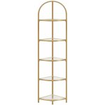 Helloshop26 - tag�re d'angle � 5 niveaux biblioth�que cadre en m�tal �tag�re de rangement en verre tremp� ...