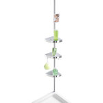 Tag�re d'angle de douche t�lescopique premium wenko 3 paniers de douche, sans per�age et r�glable en ...