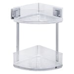 Etag�re d'angle douche quadro, �tag�re angle salle de bain 2 niveaux, fixation sans per�age vacuum - ...