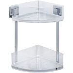 Etagre d'angle douche quadro, tagre angle salle de bain 2 niveaux, fixation sans perage vacuum - ...