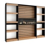Tag�re biblioth�que, �tag�re de rangement, 230x186x25cm, salon salle � manger bureau, chemin�e �lectrique, ...