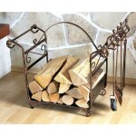 Dandibo - tagre  bois avec accessoires art. 183 support pour bois de chemine 77 cm panier  bois set ...