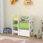 [en. casa] - tag�re de rangement vimianzo pour enfant avec 3 bacs ouverts blanc / vert / jaune