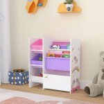 [en. casa] - tag�re de rangement vimianzo pour enfant avec 3 bacs ouverts blanc / violet / rose
