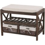Dcoshop26 - tagre  chaussures banc banquette avec tiroirs de rangement look shabby vintage 45x65x34cm ...