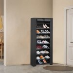 Étagère à chaussures avec housse en tissu taille 60×30×160cm dix couches et neuf grilles noir Étagère à chaussures avec housse en tissu taille 60×30×160cm dix couches et neuf grilles noir