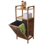 Mendler - tag�re avec corbeille � linge hwc - b94, �tag�re ind�pendante, panier � linge, bambou, 95x40x30cm ...