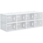 Homcom - tagre cube modulable - 8 cubes - meuble  chaussures - pp blanc transparent