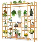 Tagère à fleurs à 9 niveaux en bambou, 167 x 30 x 166 cm, porte - plantes avec support de suspension, ... Tagère à fleurs à 9 niveaux en bambou, 167 x 30 x 166 cm, porte - plantes avec support de suspension, ...