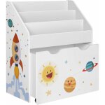 tagre pour jouets, 3 compartiments bibliothque pour enfants, bote  jouets mobile, avec roulettes, ...