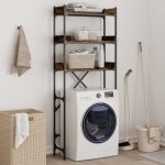 Tagre de lave - linge chne fum 67x25x163 cm bois d'ingnierie vidaxl
