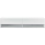 Helloshop26 - tag�re murale 2 tiroirs portes meuble support tv 140 cm blanc
