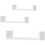 Woltu - tagre murale lot de 3 pour livres / cd / dvd, tagre murale en forme de u pour placer image ...