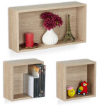 Tag�re murale carr�e, lot de 3, aspect bois, 2 tailles, rectangulaire & carr�, rangement mural cube, ...