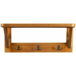 Karat - tag�re murale rustic avec crochets de vestiaires bois de pin et m�tal 40 x 15 x 16 cm