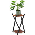Relaxdays - tagre  plantes, 2 surfaces effet bois, tabouret moderne fleur, hlp : 57x29x29 cm, colonne, ...