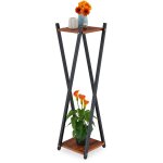 Relaxdays - tagre  plantes, 2 surfaces effet bois, tabouret moderne fleur, hlp : 99x29x29 cm, colonne, ...