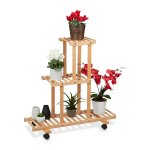Relaxdays - tagère à plantes, avec 3 emplacements, en bambou, roulettes, hlp : env. 82 x 81 x 36 cm, ... Relaxdays - tagère à plantes, avec 3 emplacements, en bambou, roulettes, hlp : env. 82 x 81 x 36 cm, ...