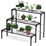 Costway - tagre plantes en mtal  3 niveaux, 85 x 65 x 66 cm, porte plantes / tagre chelle  fleurs ...